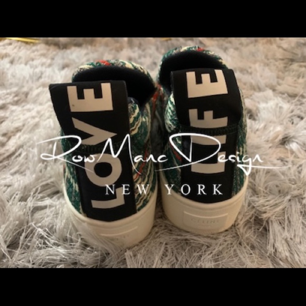 2014SS Love Life Plaid Tweed Slip-on Sneakers - Picture 5 of 5